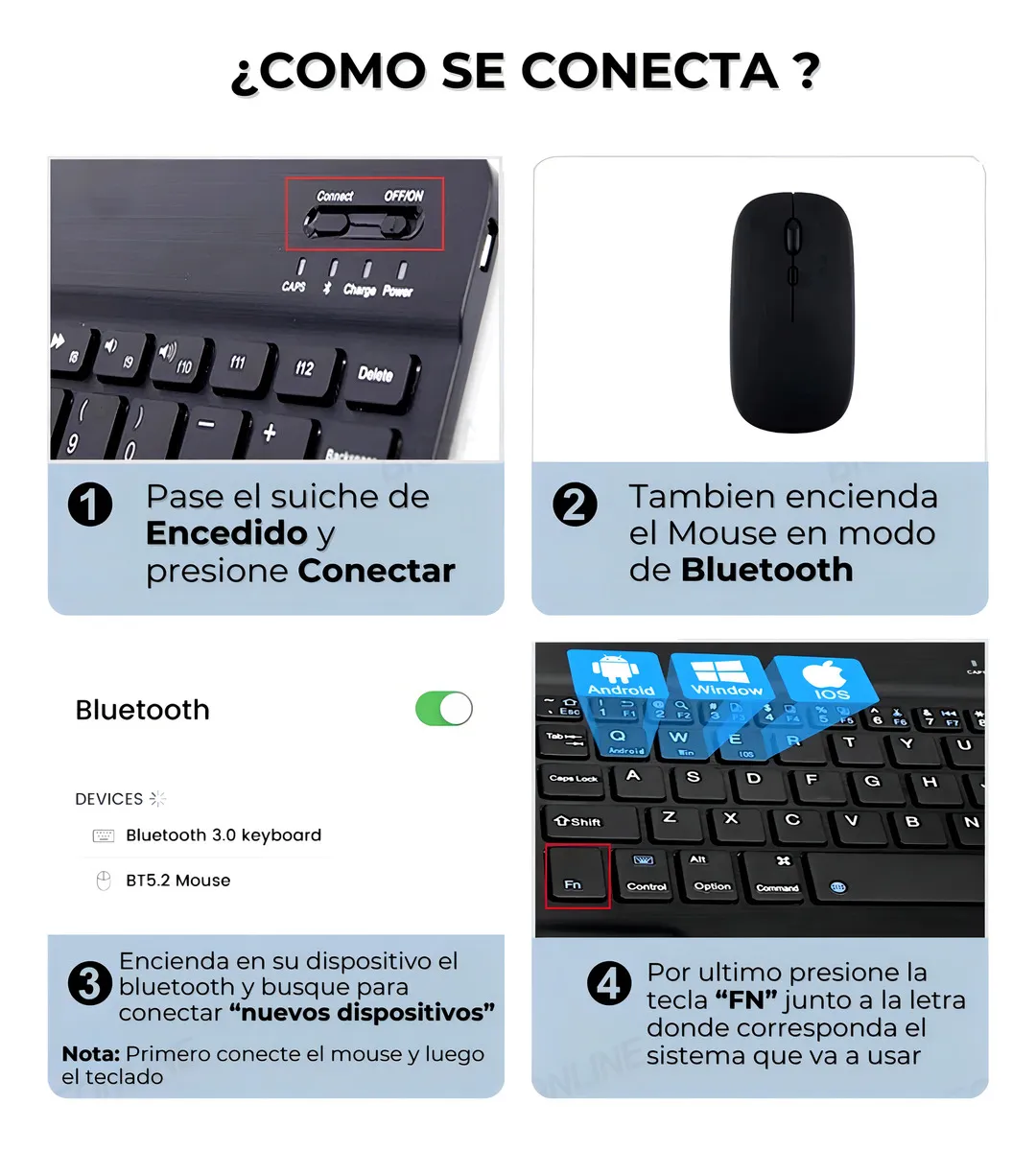 COMBO MINI TECLADO CON MOUSE INALAMBRICO - Image 4