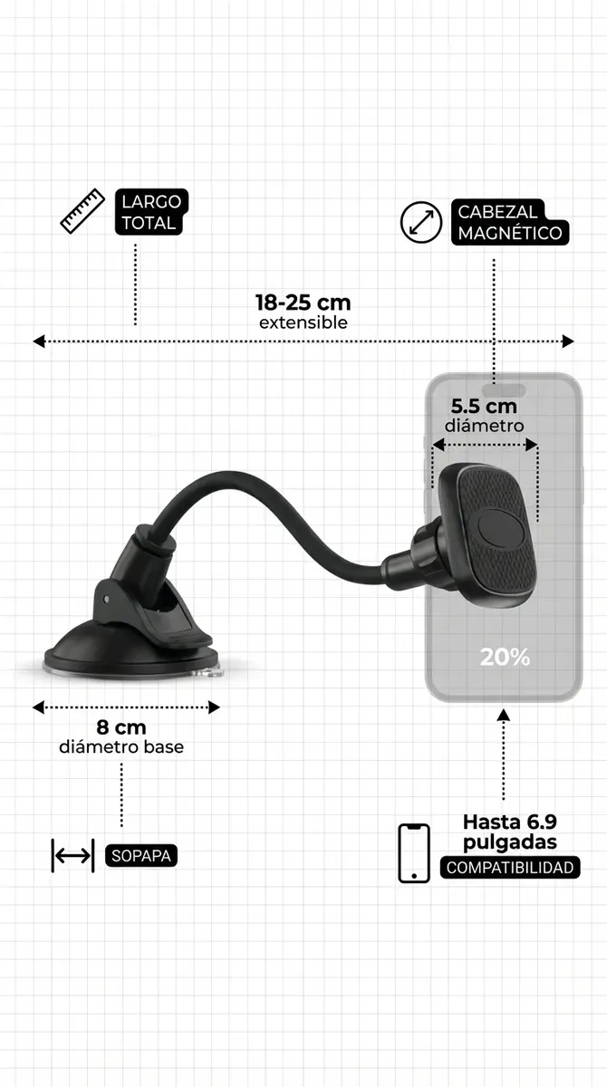 SOPORTE AUTO HOLDER MAGNETICO CON SOPAPA 360° - Imagen 3